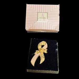 Avon Gold Tone And PInk Better Breast Care Ribbon PIn (5085)
